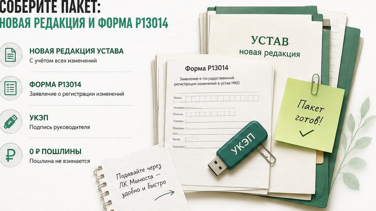 Чеклист пакета документов: новая редакция устава и форма Р13014